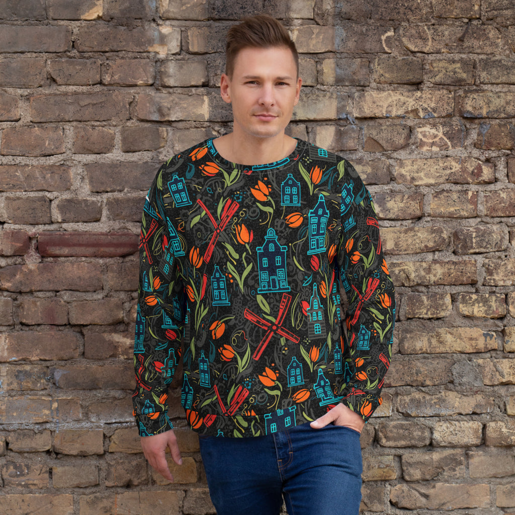 sweatshirt, trui, urban, streetwear, aop, all-over print, gerecycled, duurzaam, fleece, Windmolenpatroon