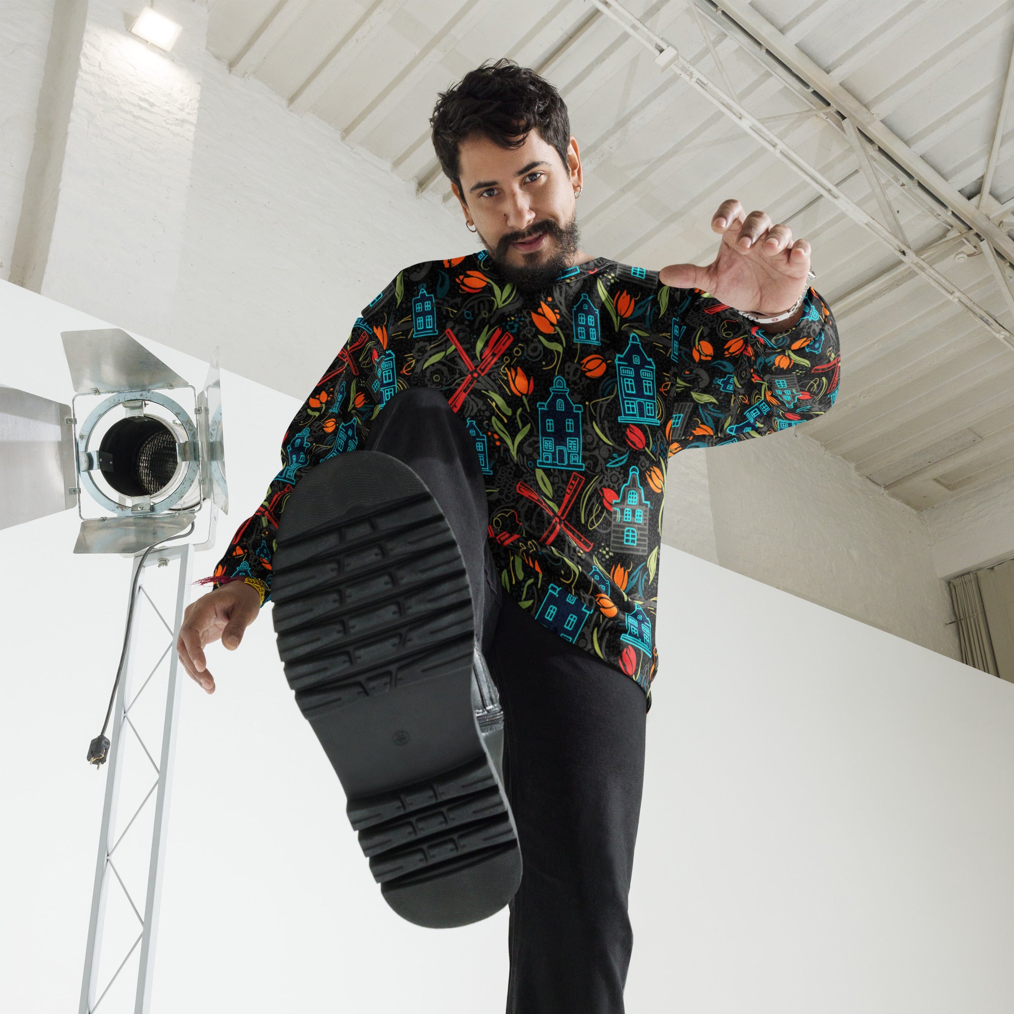 sweatshirt, trui, urban, streetwear, aop, all-over print, gerecycled, duurzaam, fleece, Windmolenpatroon