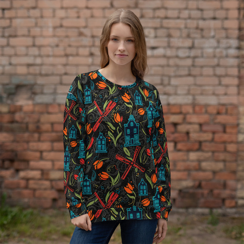 sweatshirt, trui, urban, streetwear, aop, all-over print, gerecycled, duurzaam, fleece, Windmolenpatroon